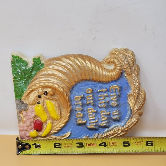 Thanksgiving Cornucopia Hanging Plaque With "Give Us This Day Our Daily Bread" - Picture 11 of 12
